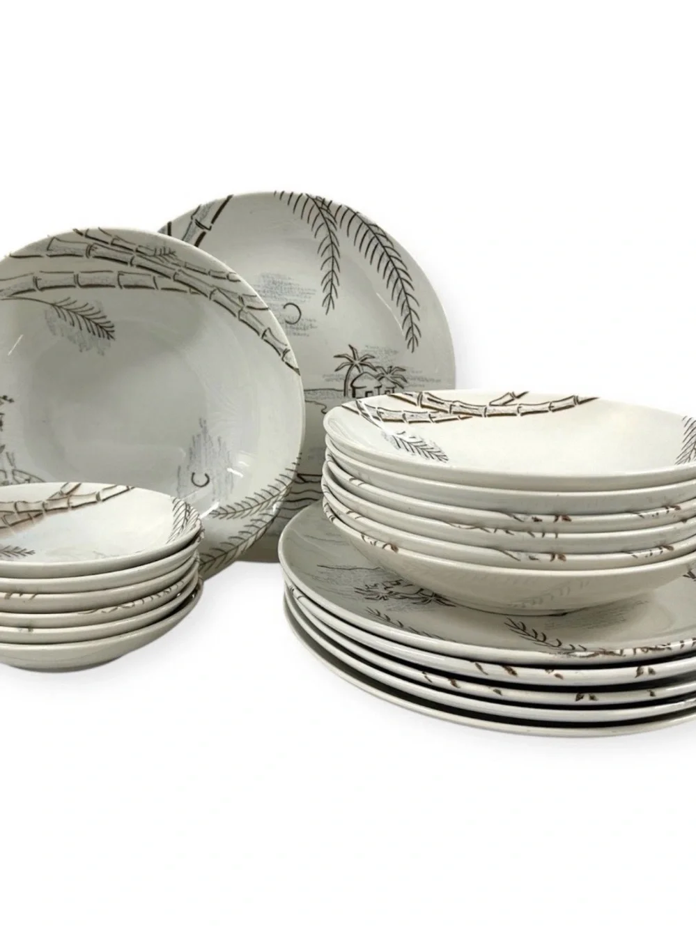 Vintage Harmony House Caribbean 19 Pc Dinnerware Set Japan Dawn Gray Spice